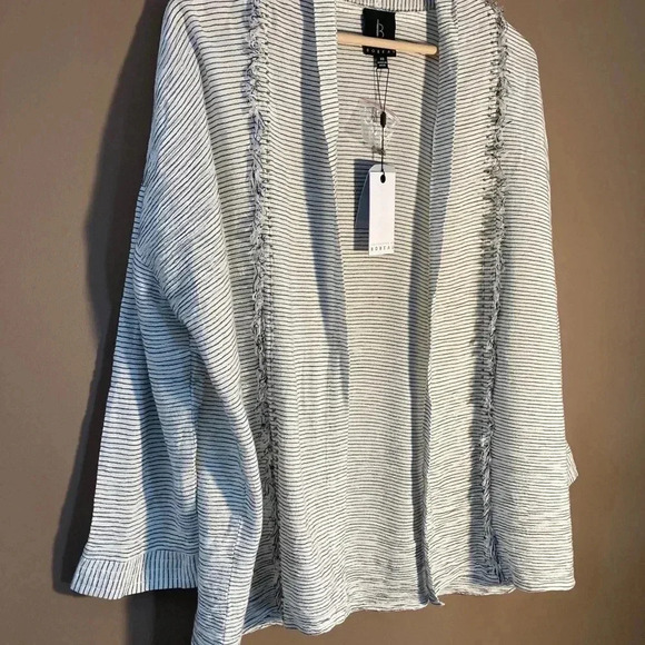 NWT Bobeau collection cotton striped pearls blazer - Picture 5 of 7